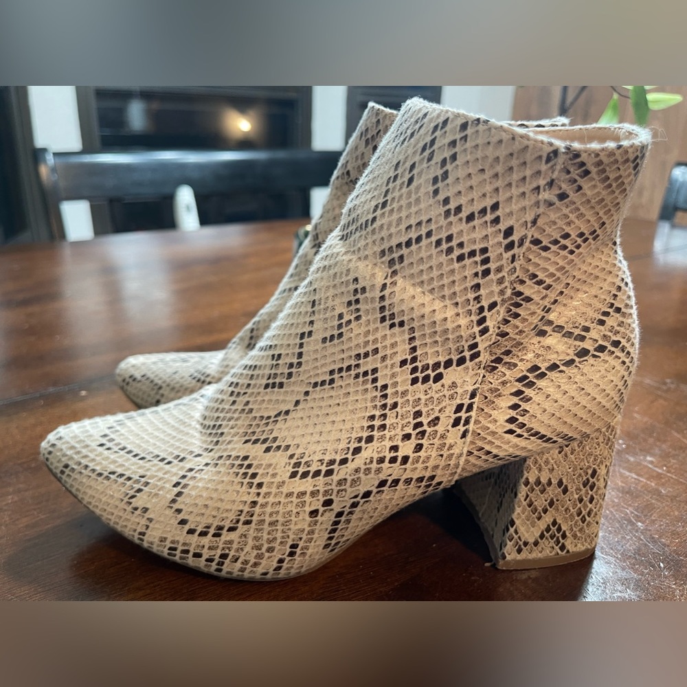 Snake print booties